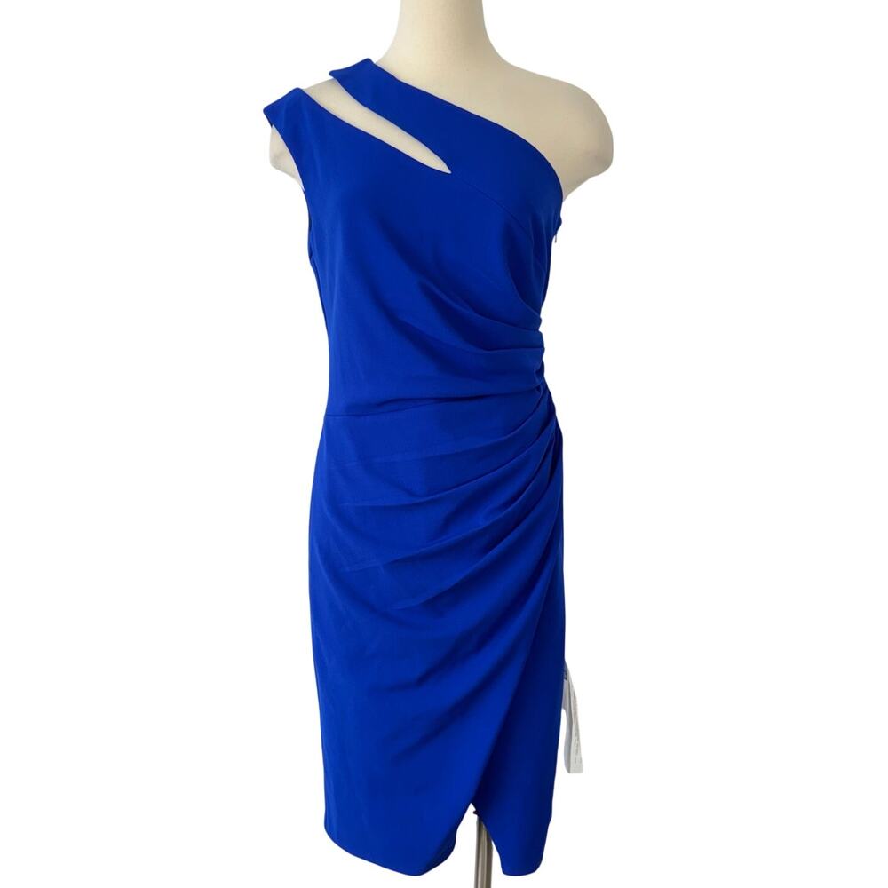 Tadashi Shoji Wanda Split Shoulder Cutoff Sheath Dress Royal Blue M NWT